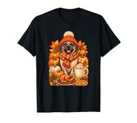 Pug Autumn Wiener Dog Thanksgiving Fall Pumpkin Leaves Value Graphic T-Shirt