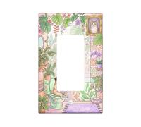 Pug Bathroom Single Rocker Light Switch Cover, Fanciful Tropical Plants Mirror Summer Green Plastic Standard Size Decorative Wall Plates for Bedroom Office Kitchen Entrance Decor