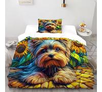 Pug Bedding Set Digital Printe Cute Animal Duvet Cover Set Microfiber Quilt Cover Suitable for Family,couple,children with Pillow Single（135x200cm）