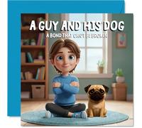 Pug Birthday Card for Men - A Guy and His Dog - Happy Birthday Card for Men, 145mm Male Greeting Cards