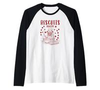 Pug Biscuit Cute Biscuits Bakery Retro Red Print Raglan Baseball Tee
