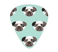 Pug Blue Puppy Illustration Kids Pattern,12 Pcs Guitar Pick,3 Different Thickness Plectrums for Acoustic Guitar Bass Ukulele (0.46mm 0.96mm 0.71mm)
