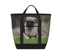 Pug Bokeh Puppy Dogs Lawn Pets Pug,Lunch Bags Large Capacity Insulated Tote Bag For Women Men Work Picnic Travel
