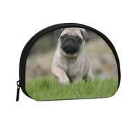 Pug Bokeh Puppy Dogs Lawn Pets PugSmall Makeup Sanitary Napkin Storage Bag,Women's Cosmetic Coin Purse