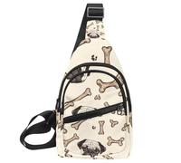 Pug Bones and Paws (2) Small Crossbody Sling Backpack Bag for Women Men