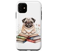 Pug Bookworm Flowers Book Reading Books Chinese Pugs Case for iPhone 11