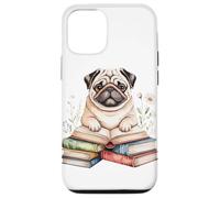 Pug Bookworm Flowers Book Reading Books Chinese Pugs Case for iPhone 12/12 Pro