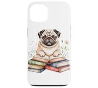 Pug Bookworm Flowers Book Reading Books Chinese Pugs Case for iPhone 13