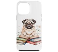 Pug Bookworm Flowers Book Reading Books Chinese Pugs Case for iPhone 13 Pro Max