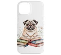 Pug Bookworm Flowers Book Reading Books Chinese Pugs Case for iPhone 14