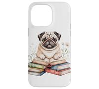Pug Bookworm Flowers Book Reading Books Chinese Pugs Case for iPhone 14 Pro Max