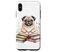 Pug Bookworm Flowers Book Reading Books Chinese Pugs Case for iPhone XS Max