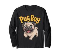 Pug Boy Cute Cartoon for Dog Dads & Owners | Mens Pug Long Sleeve T-Shirt