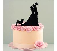 Pug Bride Groom And Dog Silhouette1, 6-7.8 Inch Couple Customized For Anniversary Decoration