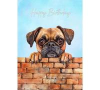 Pug Brown Dog Birthday Card for Mate