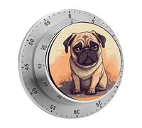 Pug Cartoon Timer Stainless Digital Visual Timer Exquisite Mechanical Countdown Time Management Tools with Silent Operation Timer for Kitchen Office Classroom