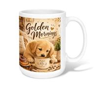 Pug Ceramic Coffee Mug, Warm Cozy Coffee Donut Morning Brown Novelty Tea Mug with Handle Ideal for Friends Family Co-Worker Lovers Eldership Senior 15 Oz