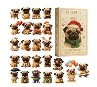 Pug Christmas Advent 2025, with Reusable Design, 26x18x3cm, Seasonal Dog Ornament Countdown Planner, Dog Themed Holiday Acrylic Calendar, Decorative Appeal, for Kids and Adults