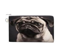 Pug Coin Purse Mini Change Wallet Portable Change Purse Cute Canvas Coin Wallet Bag with Zipper for Men & Women