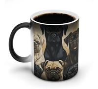 Pug Color Changing Mug Heat Sensitive Ceramic Coffee Cups Novelty Heat Activated Cup 12 Oz Magic Mug for Office Home Use, Unique Gift Idea for Coffee Tea Drinkers