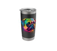Pug Colorful Pop Art Splash Art Tie Dye Rainbow Stainless Steel Insulated Tumbler