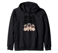 Pug Crew Cute Cartoon for Dog Moms & Dads Owners Pet Pug Zip Hoodie