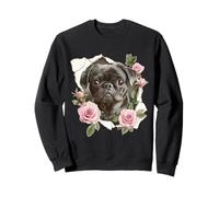 Pug Cute Dog Flowers Cute Pug Vintage Sweatshirt