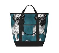Pug Dark Teal,Lunch Bags Large Capacity Insulated Tote Bag For Women Men Work Picnic Travel