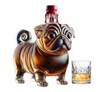 Pug Design Alcohol Spirits Decanter - Creative Dog Shaped Whiskey Decanter, Decorative Liquor Bottle | Elegant Glas Spirits Container, pg Inspired Liquor decantunqu Pug, Novelty Gift for Dog Lovers