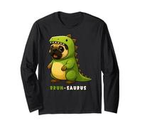 Pug Dinosaur Costume Trex Bruh Saurus Animal Lover Mom Dad Long Sleeve T-Shirt