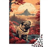 Pug Dog 1000 Piece Jigsaw Puzzle Paper for Adults Autumn Forest Scenery 1000pc Jigsaw Puzzle Set Relaxing Focus Family Decor Gift 70x50cm/1000pcs