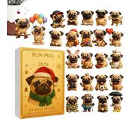 Pug Dog A-dvent Calendar 2025, 24 Days Funny French Bulldog Calendars, 2D Acrylic Festive Cute Dog Christmas Tree Ornaments Countdown Calendar For Pet Owners Lovers, Adorable Collectible Decorations