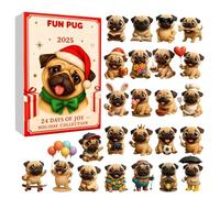 Pug Dog Advent Toy - 26 x 18 x 3 cm, 2D Flat Acrylic Collection Dog Pendant, Christmas Countdown Calendar 2025 for Girl, Niece, Granddaughter,