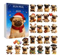 Pug Dog Advent Toy - Flat Dog Pendant 2D Souvenir | 24 Day Countdown Calendar For Christmas - For Girl Little Girl Family Friends Teens Students School Bag T