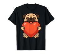 Pug Dog Animal Lover Heart Valentines Day Mom Dad Kids T-Shirt