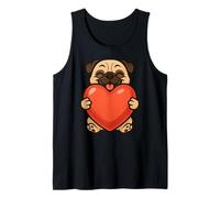 Pug Dog Animal Lover Heart Valentines Day Mom Dad Kids Tank Top