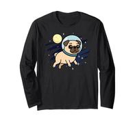 Pug Dog Astronaut Space Animal Lover Moon Mom Dad Kids Long Sleeve T-Shirt