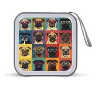 Pug Dog CD Case Portable DVD Storage Small CD Holder Organizer for Home Travel