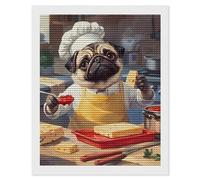 Pug Dog Chef Diamond 5D Painting Kits for Adult Beginners Round Full Drill DIY Wall Art Craft Decor Gift 16"x20"
