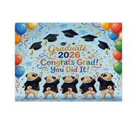 Pug Dog Congrats Grad Jigsaw Puzzles for Adults 500 Piece, Puppy Celebration Wooden Printed Puzzles, Graduation Pattern Decor for Home Entertainment