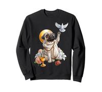 Pug Dog Coquette Christian Cross Crucifix Heart Dove Halo Sweatshirt
