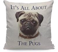 Pug Dog Cushion Cover Lettering It's All About The Pugs Throw Pillow Covers Cushion Case For Couch Home Decor A 45cm*45cm