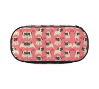 Pug Dog Cute Aesthetic Big Capacity Zipper Pencil Cases Pen,Portable Office Desk Organizer for Adults