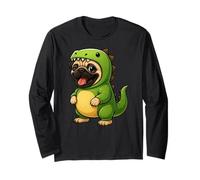 Pug Dog Dinosaur Costume Trex Animal Lover Mom Dad Kids Long Sleeve T-Shirt