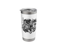 Pug Dog Drinking ice Coffee on a Swing b&w DIGOR Cool Stainless Steel Insulated Tumbler