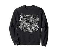 Pug dog drinking ice coffee on a swing b&w DIGOR cool Sweatshirt