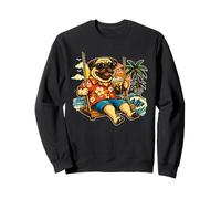 Pug dog drinking ice coffee on a swing DIGOR cool Sweatshirt