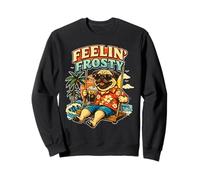 Pug dog drinking ice coffee on a swing DIGOR funny Sweatshirt