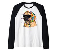 Pug Dog Granny Square Crochet Yarn Crocheting Lover Cute Raglan Baseball Tee
