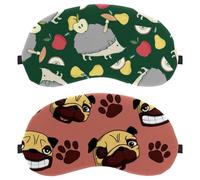 Pug Dog Head Paw Coral Background 2-Pack Light-Blocking Soft Breathable Blindfold Sleeping Masks